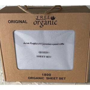 Tree Organic Cotton Queen Sheet Set White New in Box